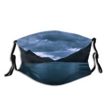 yanfind Drab Highland Night Sky Lake Cloud Landscape Mountain Sky Reflection Spooky Clouds Dust Washable Reusable Filter and Reusable Mouth Warm Windproof Cotton Face