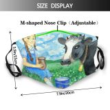 yanfind Brush Countryside Artwork Little Cute Smiling Bucket Milk Eating Cow Farming Summer Dust Washable Reusable Filter and Reusable Mouth Warm Windproof Cotton Face