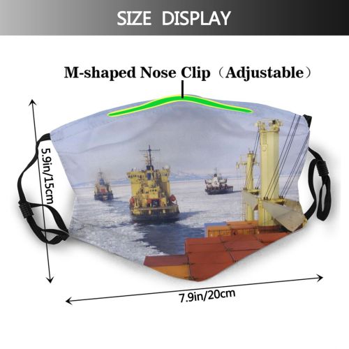 yanfind Icebreaker Winter Midnight Supply Freight Lift Night Vehicle Cargo Ship Sun Antarctica Dust Washable Reusable Filter and Reusable Mouth Warm Windproof Cotton Face