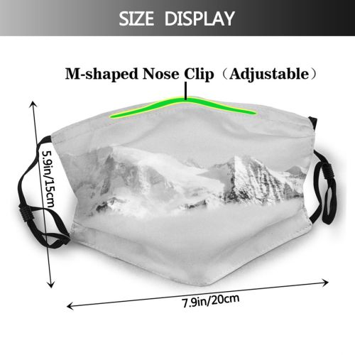 yanfind Ice Glacier Daylight Frost Frosty Mountain Snowy Clouds Daytime Frozen Peaks Scenery Dust Washable Reusable Filter and Reusable Mouth Warm Windproof Cotton Face