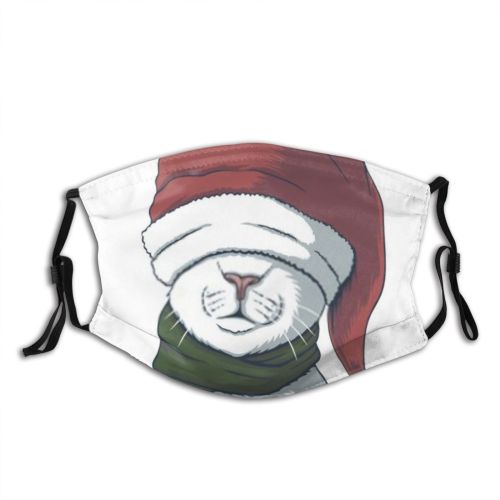 yanfind Isolated Santa Young Fashion Cat Kitty Christmas Cute Winter Cap Year Doodle Dust Washable Reusable Filter and Reusable Mouth Warm Windproof Cotton Face