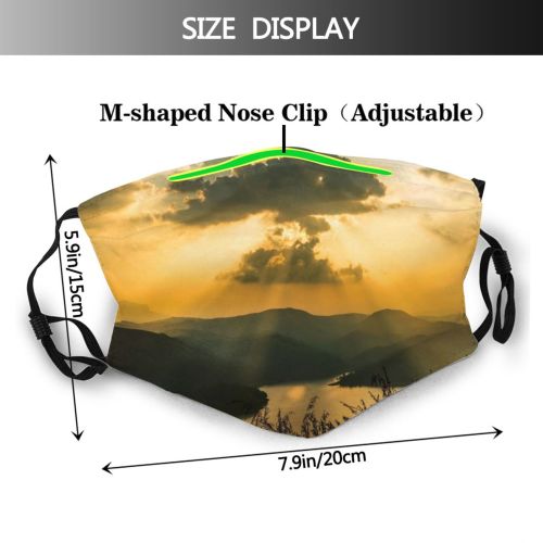 yanfind Lake Golden Sunset Evening Hike Dawn Storm Mountain Tourism Festival Mountains Sun Dust Washable Reusable Filter and Reusable Mouth Warm Windproof Cotton Face