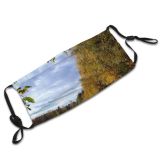 yanfind Field Natural Autumn Leaves Cloud Landscape Sky Fall Leaf Tree Tree Countryside Dust Washable Reusable Filter and Reusable Mouth Warm Windproof Cotton Face