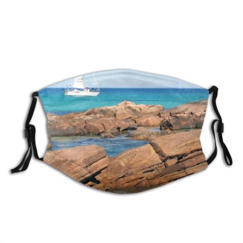 yanfind Clear Vehicle Azure Reef Coast Australia Shore Sea Boat Ocean Rocks Sailboat Dust Washable Reusable Filter and Reusable Mouth Warm Windproof Cotton Face