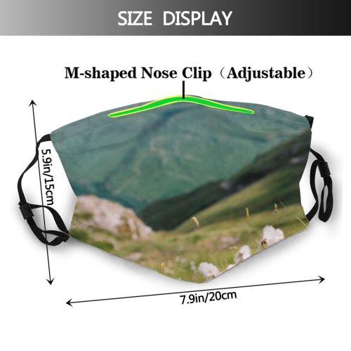 yanfind Idyllic Sight Mountain Slopes Clouds Plants Daytime Tranquil Scenery Mountains Peak Grass Dust Washable Reusable Filter and Reusable Mouth Warm Windproof Cotton Face
