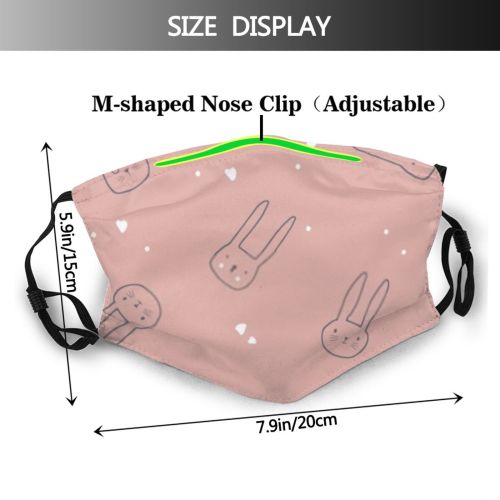yanfind Isolated Childish Young Cute Hare Girls Doodle Baby Design Beautiful Face Womens Dust Washable Reusable Filter and Reusable Mouth Warm Windproof Cotton Face
