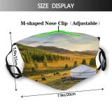 yanfind Camp Mongolian Beautiful Meadow Yurt National Rays Forest Scenic Sky Lifestyle Scenery Dust Washable Reusable Filter and Reusable Mouth Warm Windproof Cotton Face