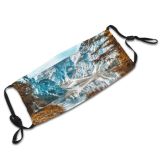 yanfind Idyllic Autumn Lake Dry Mountain Snowy Forest Tranquil Scenery Capped Winter Leaves Dust Washable Reusable Filter and Reusable Mouth Warm Windproof Cotton Face