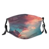 yanfind Idyllic Afterglow Cumulus Golden Dawn Sunshine Twilight Clouds Rays Tranquil Dramatic Scenery Dust Washable Reusable Filter and Reusable Mouth Warm Windproof Cotton Face