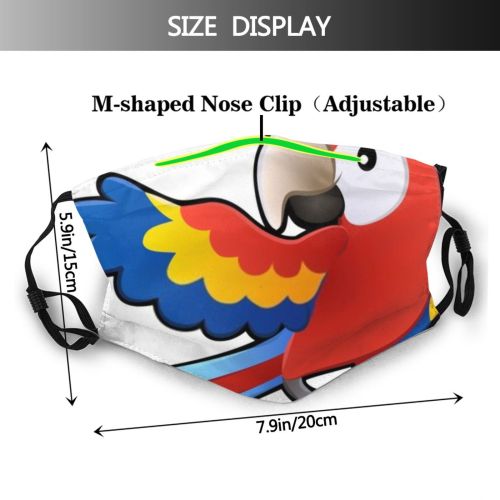 yanfind Humour Isolated Scarlet Safari Bird Parrot Cute Smiling Friendly Colorful Wildlife Cheerful Dust Washable Reusable Filter and Reusable Mouth Warm Windproof Cotton Face