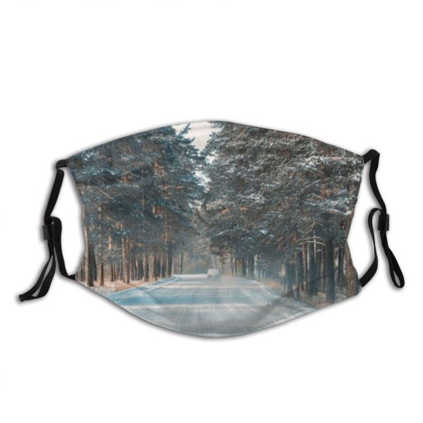 yanfind Communication Frozen Tree Snow City Treelined Way Diminishing Perspective Forward Road Kazakhstan Dust Washable Reusable Filter and Reusable Mouth Warm Windproof Cotton Face