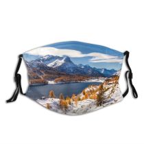 yanfind Europe Frost Larch Alps Hill Range Landscape Autumn Maloja Wild Peak Tree Dust Washable Reusable Filter and Reusable Mouth Warm Windproof Cotton Face
