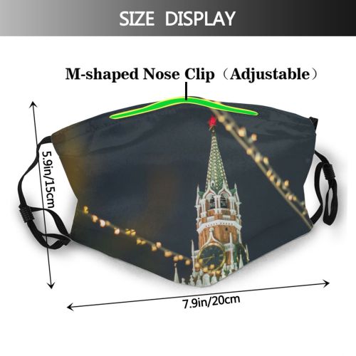 yanfind Kremlin Fair Fantasy Illuminate Go Park Exterior Moscow Landmark Evening Sunset Fairy Dust Washable Reusable Filter and Reusable Mouth Warm Windproof Cotton Face