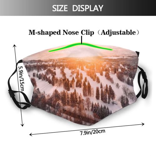 yanfind Ice Golden Sunset Frost Mountain Road Forest Frozen Capped Mountains Winter Snow Dust Washable Reusable Filter and Reusable Mouth Warm Windproof Cotton Face