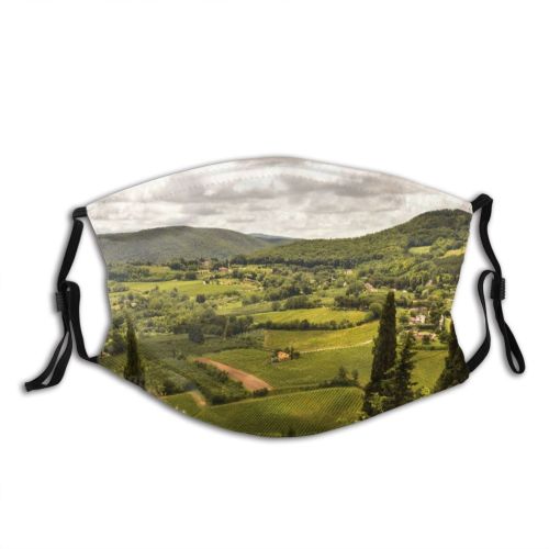 yanfind Idyllic Field Mountain Tuscany Clouds Daytime Coniferous Tranquil Scenery Mountains Peak Rural Dust Washable Reusable Filter and Reusable Mouth Warm Windproof Cotton Face