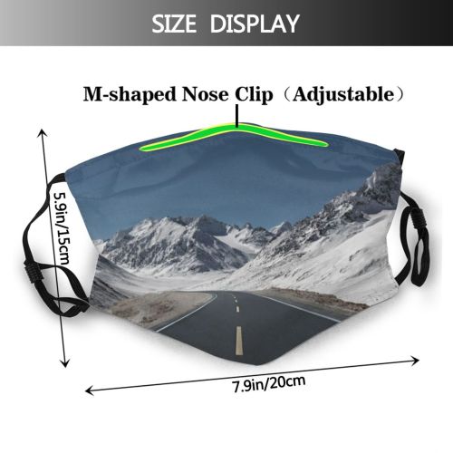 yanfind Pamir Journey Snowcapped Dividing Road Travel Karakoram West Geology Kashgar Asphalt Marking Dust Washable Reusable Filter and Reusable Mouth Warm Windproof Cotton Face