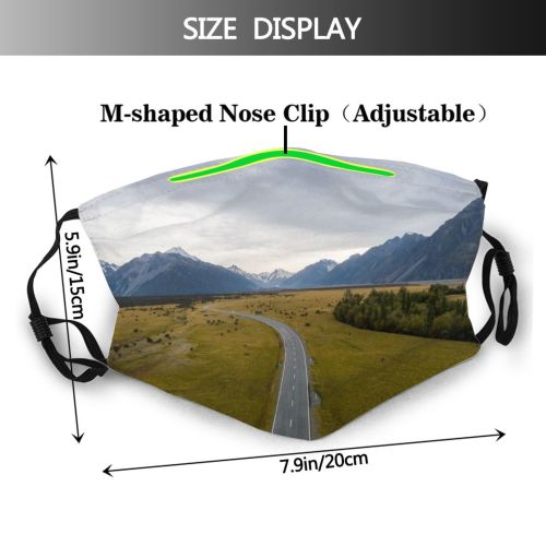 yanfind Idyllic Endless Freedom Peace Mountain Explore Road Highland Rock Way Route Roadway Dust Washable Reusable Filter and Reusable Mouth Warm Windproof Cotton Face
