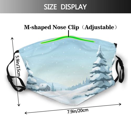 yanfind Hill Landscape Coniferous Tranquility Austria Rural Tree Scene Shack Snow Forest Fir Dust Washable Reusable Filter and Reusable Mouth Warm Windproof Cotton Face