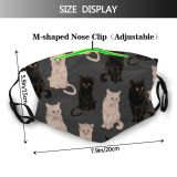 yanfind Isolated Cat Kitty Cute Grey Seamless Design Beautiful Pet Cats Art Decoration Dust Washable Reusable Filter and Reusable Mouth Warm Windproof Cotton Face