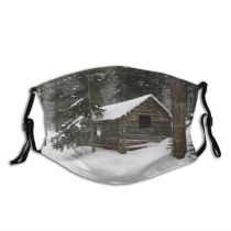 yanfind Winter Forest Cabin Cottage Tree Storm Blizzard Home Winter Freezing Snow Snow Dust Washable Reusable Filter and Reusable Mouth Warm Windproof Cotton Face