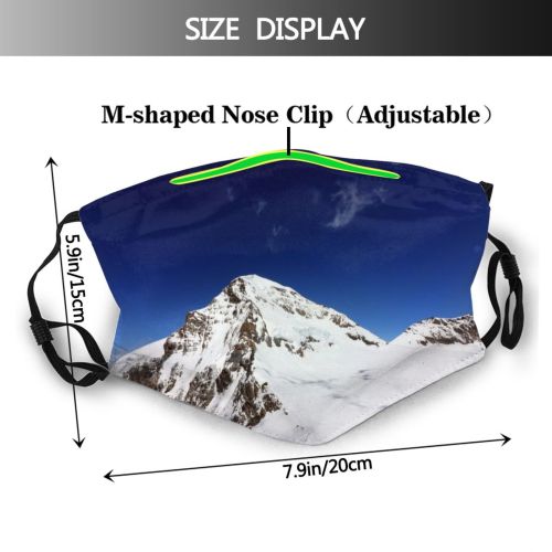 yanfind Ice Glacier Daylight Frost Hike Mountain Panorama Climb Frozen Capped Altitude High Dust Washable Reusable Filter and Reusable Mouth Warm Windproof Cotton Face