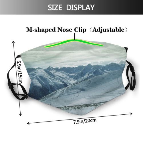 yanfind Ridge Winter Highland Moutains Wilderness Cloud Snow Mountain Sky Livigno Landforms Ski Dust Washable Reusable Filter and Reusable Mouth Warm Windproof Cotton Face