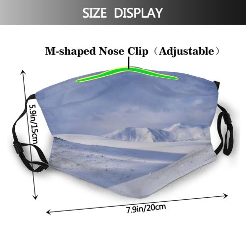yanfind Ice Glacier Daylight Frost Frosty Mountain Snowy Icy Clouds Daytime Frozen Peaks   Dust Washable Reusable Filter and Reusable Mouth Warm Windproof Cotton Face