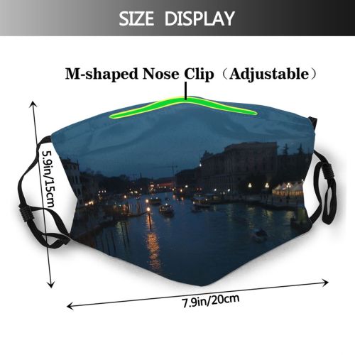 yanfind Winter Waterway Night Night Sky Reflection Channel Venice River Evening Canal Dust Washable Reusable Filter and Reusable Mouth Warm Windproof Cotton Face