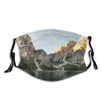 yanfind Lake Daylight Reflections Mountain Forest Scenery Mountains Peak Outdoors Trees Lakeside Rocks Dust Washable Reusable Filter and Reusable Mouth Warm Windproof Cotton Face