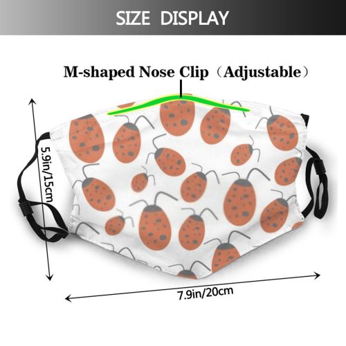 yanfind Cute Insect Seamless Summer Bug Design Beautiful Ladybird Art Decoration Fun Decorative Dust Washable Reusable Filter and Reusable Mouth Warm Windproof Cotton Face