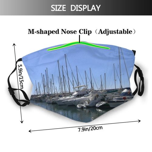 yanfind Marina Watercraft Harbor Mast Sky Vehicle Spain Fuengirola Dock Boat Yachts Port Dust Washable Reusable Filter and Reusable Mouth Warm Windproof Cotton Face