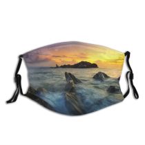 yanfind Idyllic Shore Afterglow Calm Motion Sunset Seaside Dawn Waves Sea Clouds Beach Dust Washable Reusable Filter and Reusable Mouth Warm Windproof Cotton Face