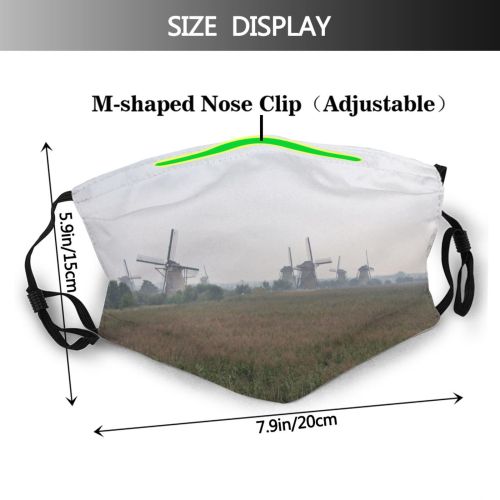 yanfind Mill Field Mills Polder Atmospheric Area Rural Buildings Turbine Holland Crop Farm Dust Washable Reusable Filter and Reusable Mouth Warm Windproof Cotton Face
