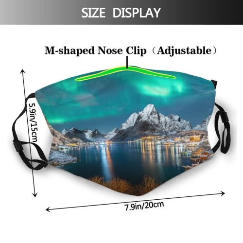 yanfind Range Fjord Landscape Island Coastline Peak Polar Night Snow Norway Sky Scenics Dust Washable Reusable Filter and Reusable Mouth Warm Windproof Cotton Face