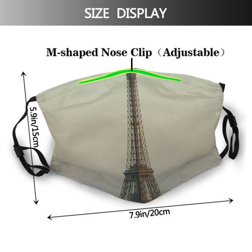 yanfind Urban Paris City Metropolitan France Metropolis Sky Eiffel Tower Area Tower Skyscraper Dust Washable Reusable Filter and Reusable Mouth Warm Windproof Cotton Face