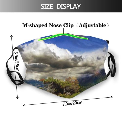 yanfind Natural Hapiness Cloud Landscape Mountain Sky Vegetation Cloudy Hill Landforms Joy Leisure Dust Washable Reusable Filter and Reusable Mouth Warm Windproof Cotton Face