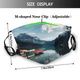 yanfind Ice Wooden Lake Sunset Dawn Scenery Dock Conifer Mountains Winter Canoes Fjord Dust Washable Reusable Filter and Reusable Mouth Warm Windproof Cotton Face