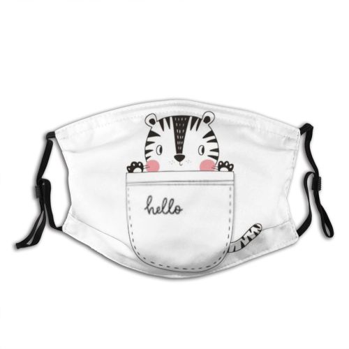 yanfind Isolated Safari Childish Decor Fashion Little Cat Striped Cute Wildlife Cheerful Doodle Dust Washable Reusable Filter and Reusable Mouth Warm Windproof Cotton Face