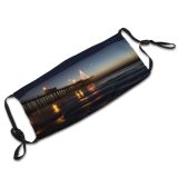 yanfind Jetty Sunset Evening Dawn Waves Sea Bridge Beach Dock Dark Outdoors Sky Dust Washable Reusable Filter and Reusable Mouth Warm Windproof Cotton Face
