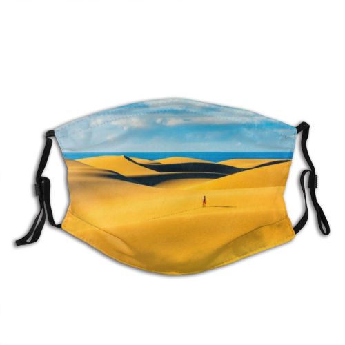 yanfind Grand Lifestyle Landscape Sand Solitude Unrecognizable Island Ocean Islands Healthy Canary Sky Dust Washable Reusable Filter and Reusable Mouth Warm Windproof Cotton Face