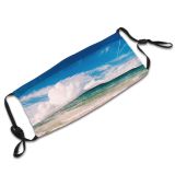 yanfind Idyllic Tropical Shore Relaxation Sea Clouds Beach Island Contrails Outdoors Sky Summer Dust Washable Reusable Filter and Reusable Mouth Warm Windproof Cotton Face