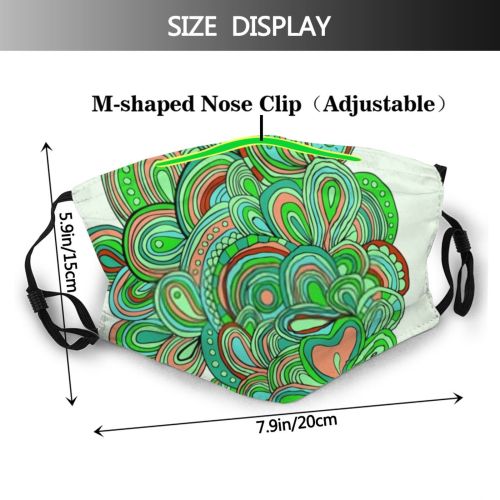 yanfind Abstract Rainbow Embellishment Garden Artwork Cute Zentagle Scroll Sketchbook Hippie Ornamental Summer Dust Washable Reusable Filter and Reusable Mouth Warm Windproof Cotton Face