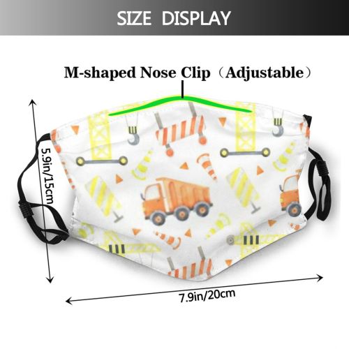 yanfind Backhoe Tractors Cement Excavation Bulldozer Construction Cute Drive Seamless Industrial Car Auto Dust Washable Reusable Filter and Reusable Mouth Warm Windproof Cotton Face