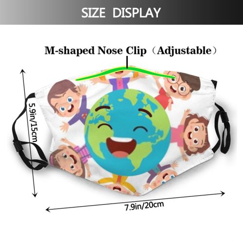 yanfind Friends Smile Earth Chirping Together Comic Cute Recycle Colorful Kid Cheerful Flowers Dust Washable Reusable Filter and Reusable Mouth Warm Windproof Cotton Face