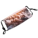 yanfind Ice Golden Sunset Frost Mountain Road Forest Frozen Capped Mountains Winter Snow Dust Washable Reusable Filter and Reusable Mouth Warm Windproof Cotton Face
