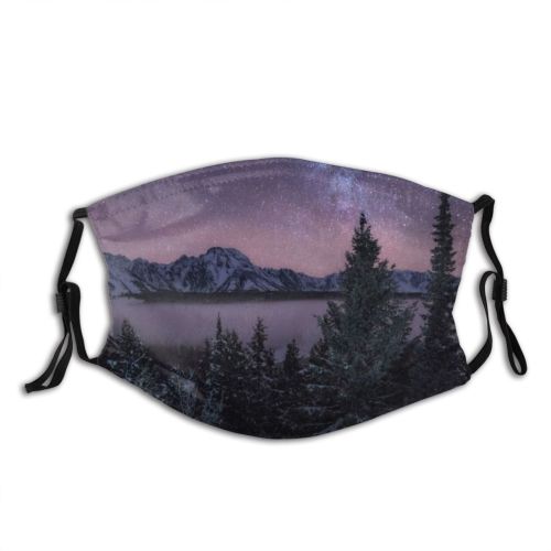 yanfind Ice Frost Grand Range Landscape Night Snow Forest Way Ridge Wyoming Sky Dust Washable Reusable Filter and Reusable Mouth Warm Windproof Cotton Face