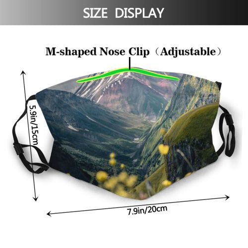 yanfind Ice Glacier Daylight Frost Frosty Mountain Icy Clouds Daytime Frozen Peaks Scenery Dust Washable Reusable Filter and Reusable Mouth Warm Windproof Cotton Face
