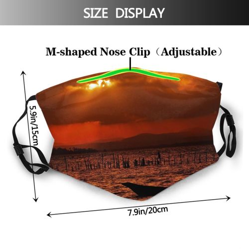 yanfind Horizon Evening Marau Yawl Cloud Sunset Brazil Sea Boat Sky Bahia Barra Dust Washable Reusable Filter and Reusable Mouth Warm Windproof Cotton Face