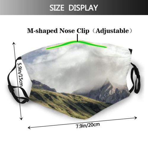 yanfind Idyllic Foggy Clouds Misty Tranquil Scenic Hazy Sky Murky Mountains Dust Washable Reusable Filter and Reusable Mouth Warm Windproof Cotton Face