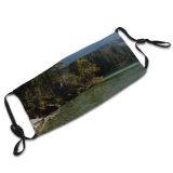 yanfind Idyllic Lake Calm Clouds Daytime Coniferous Tranquil Scenery Mountains Trees Peaceful Stones Dust Washable Reusable Filter and Reusable Mouth Warm Windproof Cotton Face